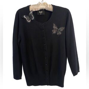 Dolce & Gabanna Cashmere & Silk Cardigan with Butterfly Details Size L
